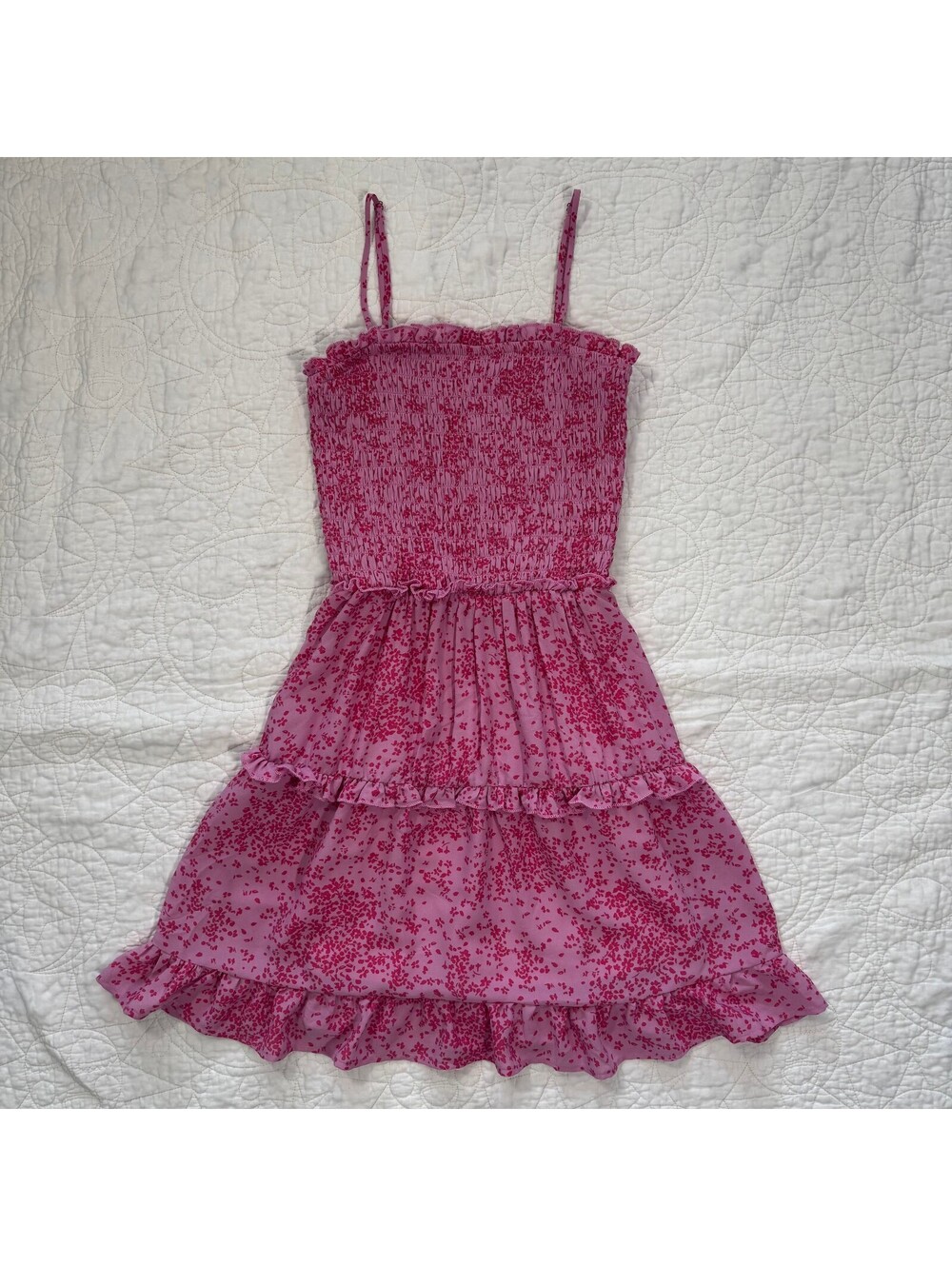 Sienna Sky Charming Pink Floral Mini Ruffled Sundress Size xsmall